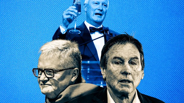 Three central figures in the AFL Commission power play: outgoing chair Richard Goyder, and contenders Peter Gordon and Jeff Browne.