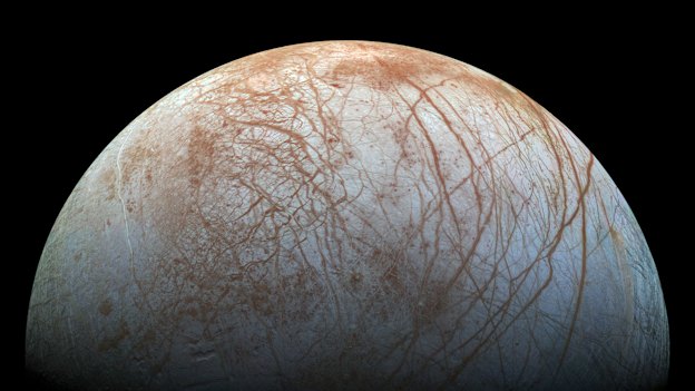 Jupiter’s moon Europa has an ocean beneath its icy surface that scientists hope to explore soon in their search for life.
