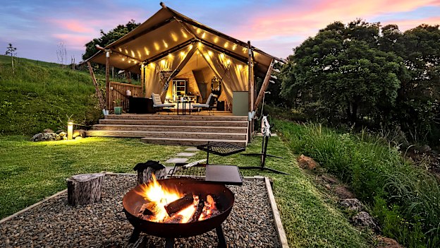An adults-only tent at Cicada Luxury Camping in Jerrara.