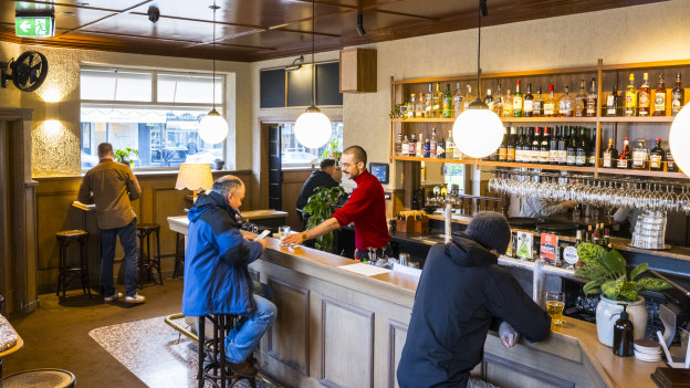 The new-look Courthouse Hotel’s front bar includes hand-cranked taps.