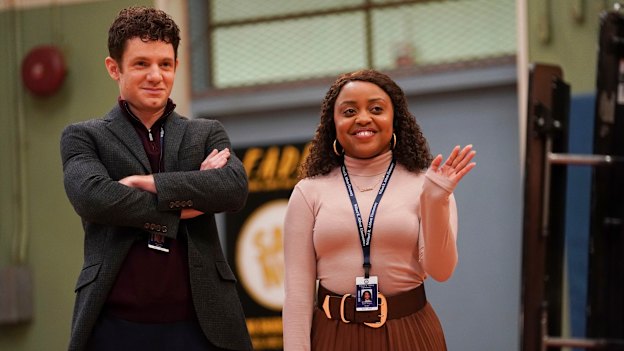 Chris Perfetti and Quinta Brunson in the breakout mockumentary Abbott Elementary.