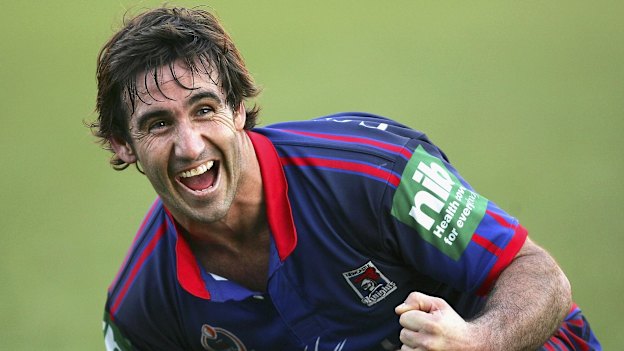 Happy days … Andrew Johns celebrates a win in 2005.