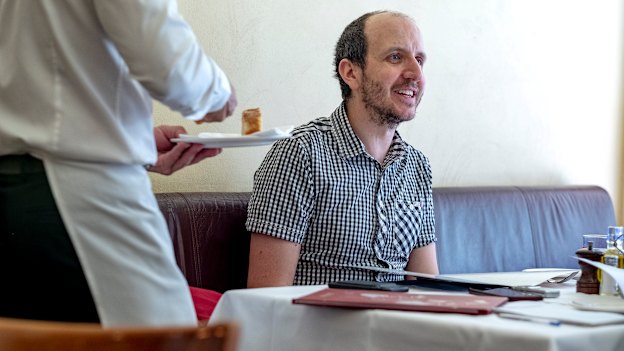Jack Thorne at lunch at Melbourne's Becco restaurant.