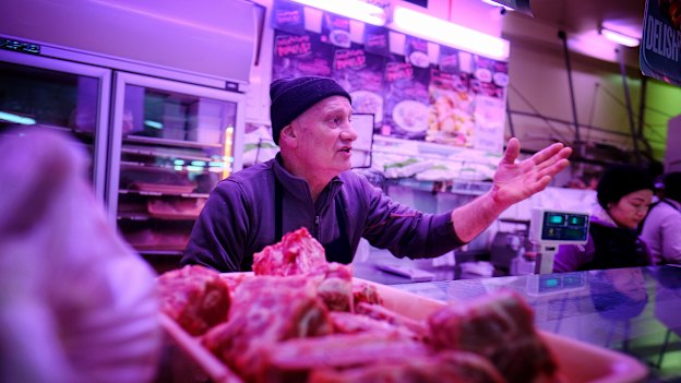 Joe Diblasi, a butcher from Ross’s Meat Supply inside Big Sams market in St Albans.