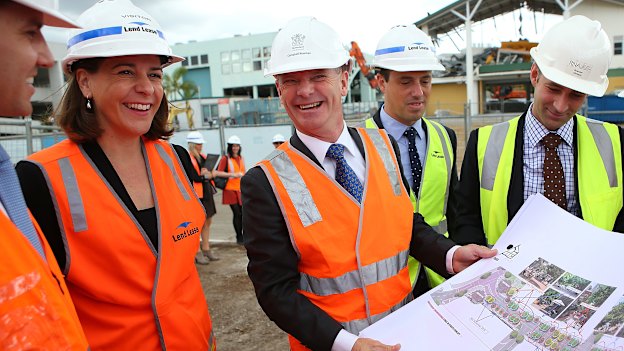 Then-premier Newman Campbell with future LNP leader Deb Frecklington in 2014.