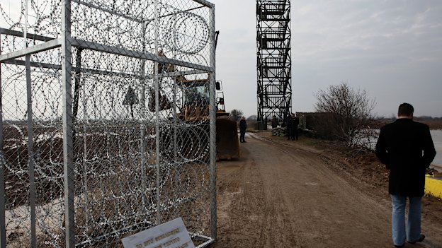 Part of the border wall at Kastanies on the Greece-Turkey border, erected in 2012 to stop refugees from the south.