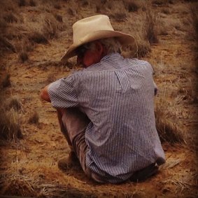 Queensland artist Jayde Chandler's depiction of her father, who is a farmer fighting against severe drought.