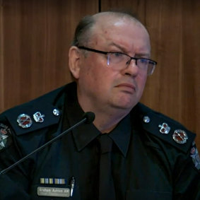 Chief Commissioner Graham Ashton testifying at the royal commission