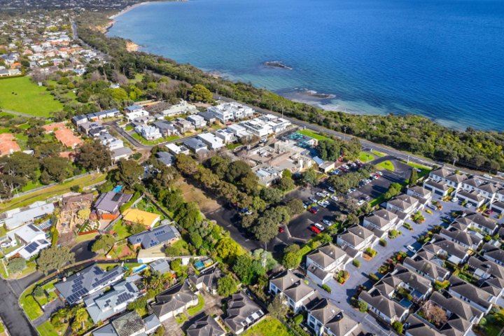 The Dava Hotel (centre) sits on a 1.55-hectare site on the Mornington Peninsula.
