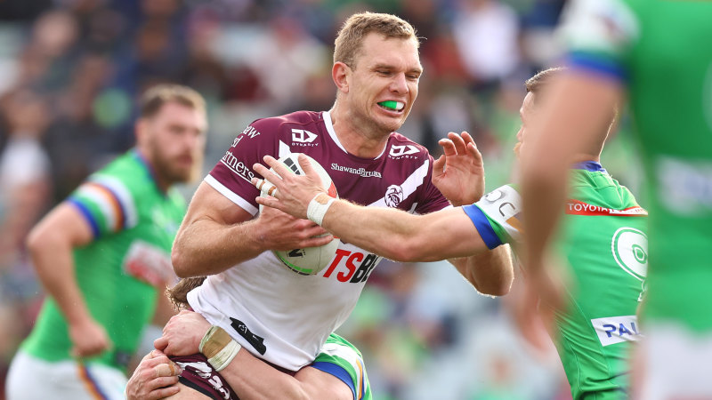 Trbojevic brings up 100th NRL try as Manly crush Raiders’ finals hopes