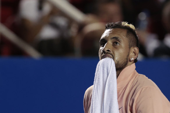 An injured Nick Kyrgios pulled out after the first set in Mexico. 