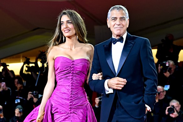 Amal Clooney and George Clooney at the premiere of Jay Kelly at the Venice International Film Festival in August last year.