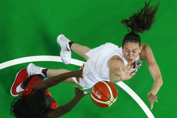 Breanna Stewart, right, in action at the 2016 Olympics.