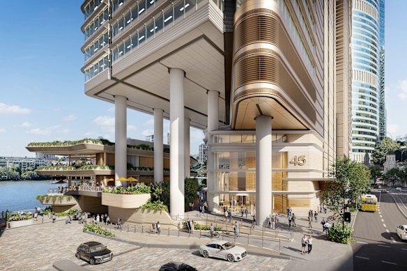 Waterfront Brisbane will include two new office towers, shops, restaurants and public space.