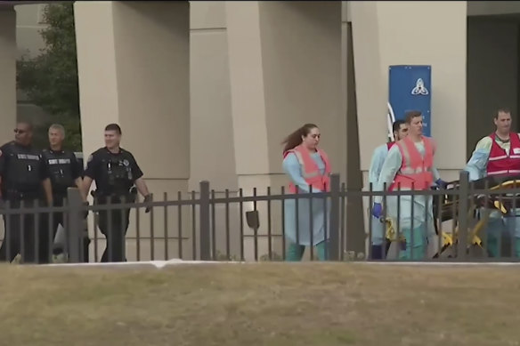 Emergency responders near the Naval Air Base Station in Pensacola. 