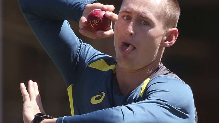 In a spin: Test aspirant Marnus Labuschagne has trained with the Australian side for the first time this summer in Sydney.