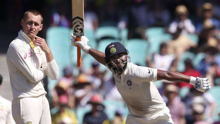 Pant-tastic: Rishabh Pant celebrates after bringing up his century.