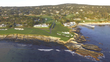 Picture perfect: The 18th tee and the 17th green at Pebble Beach.
