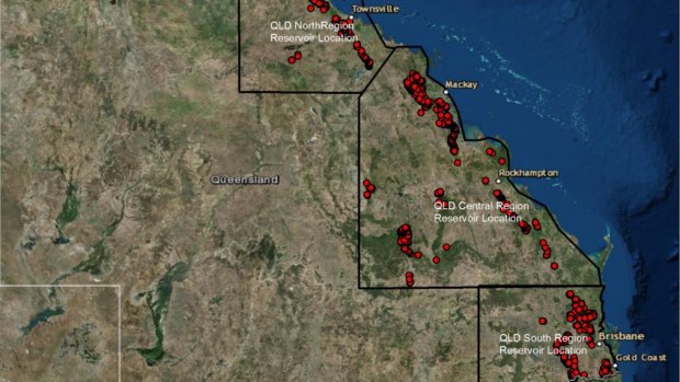 Australian National University report shows potential hydro energy sites in Queensland.