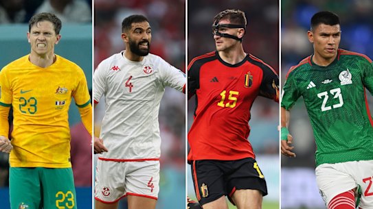 The battle of the jerseys. World Cup teams Australia, Tunisia, Belgium and Mexico compete in the style stakes.