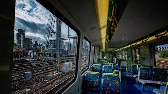 A near empty train at Southern Cross station during lockdown. 
