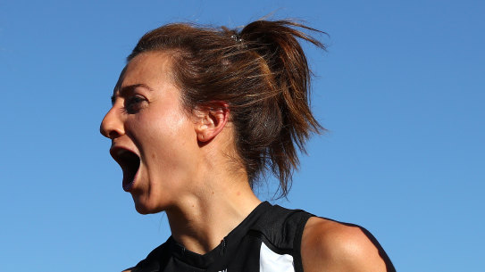 Steph Chiocci has endured difficult times at the Pies and is enjoying their current success.