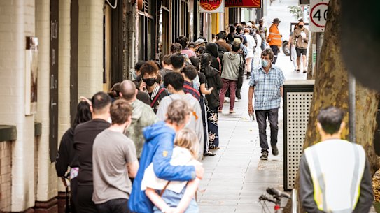 Testing sites in Melbourne have been overwhelmed by the Omicron wave 