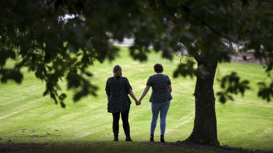 Grace, a teacher at a Melbourne private girls’ school, and her daughter Jamie, who was allegedly raped by a stranger she got to know on Snapchat in October last year.