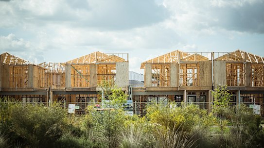 Homes under construction near Melton. The suburb is one of seven currently earmarked for developer contributions to local infrastructure. 