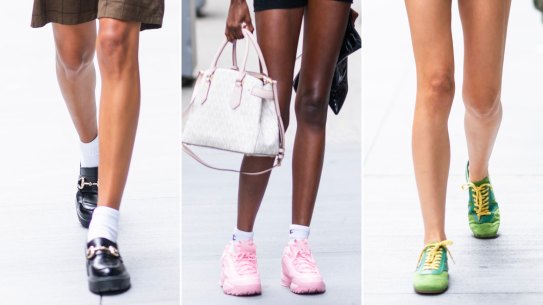 Models at the Victoria’s Secret casting in New York on August 28 demonstrate sock diversity.