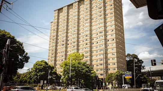 The public housing tower at 120 Racecourse Road, Flemington is one of the first three to be demolished under the state government’s plan to demolish and rebuild all of Melbourne’s 44 public housing towers.