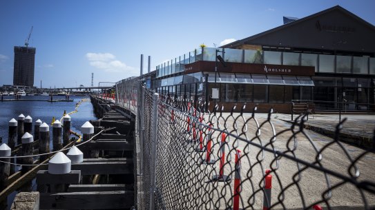 The shuttered Central Pier at Docklands. 