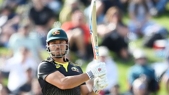 Marcus Stoinis in action during a Twenty20 international for Australia earlier this year.