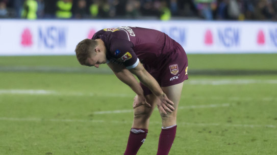 Shattered ... a heartbroken Daly Cherry-Evans at the end of Origin III.