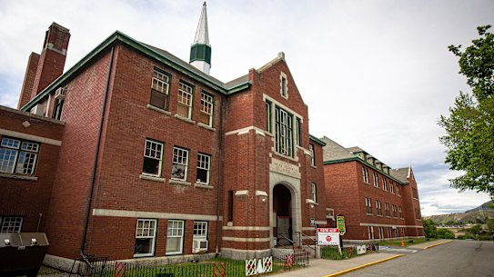 The former Kamloops Indian Residential School in Tk’emlups te Secwépemc First Nation in Kamloops, British Columbia.