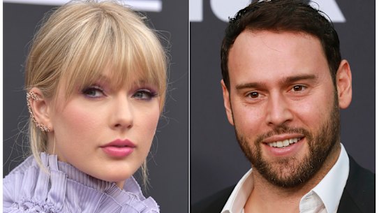 Taylor Swift and Scooter Braun, who  purchased Big Machine Records and acquired Swift's master recordings.