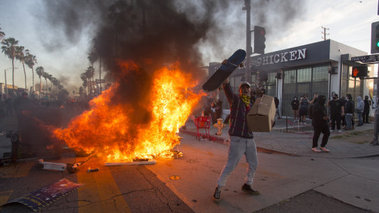 Protesters in Los Angeles.