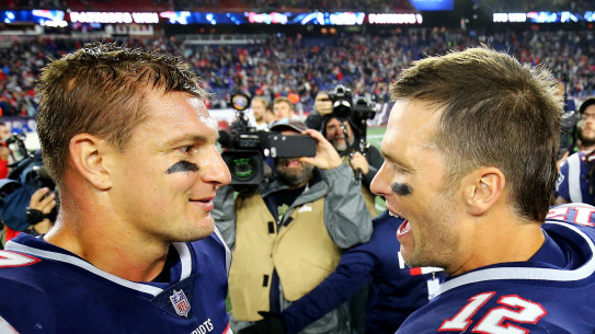 Rob Gronkowski and Tom Brady spent almost a decade together in Boston, winning three Super Bowls.