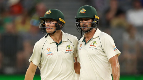 Australians walk off. 