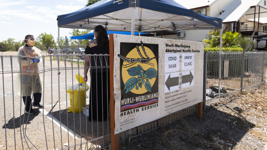 A COVID-19 testing site at Katherine in the Northern Territory.