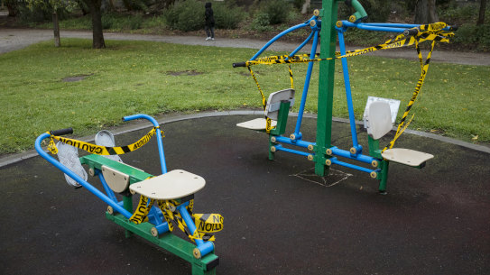 The use of public fitness equipment is not allowed.