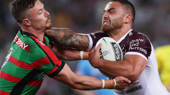 Manly five-eighth gives Souths hooker a 'don't argue'