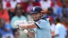 England's Jonny Bairstow bats during the Cricket World Cup match between India and England in Birmingham, England. 