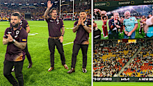 The quartet were barely halfway around the ground when the big screen switched to a Kia promotion.