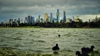 Melbourne CBD from Albert Park Lake in August. 