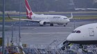 A Qantas plane on the tarmac at Melbourne Airport.