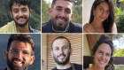 Hostages Hersh Goldberg-Polin, Ori Danino, Eden Yerushalmi, from bottom left, Almog Sarusi, Alexander Lobanov, and Carmel Gat, whose bodies have been found. 