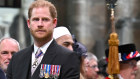 Prince Harry looked subdued at the coronation.