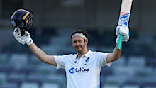 Kurtis Patterson of New South Wales celebrates his century.