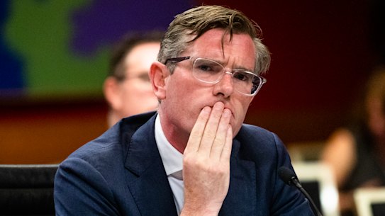 NSW Treasurer Dominic Perrottet fronts budget estimates on Monday.